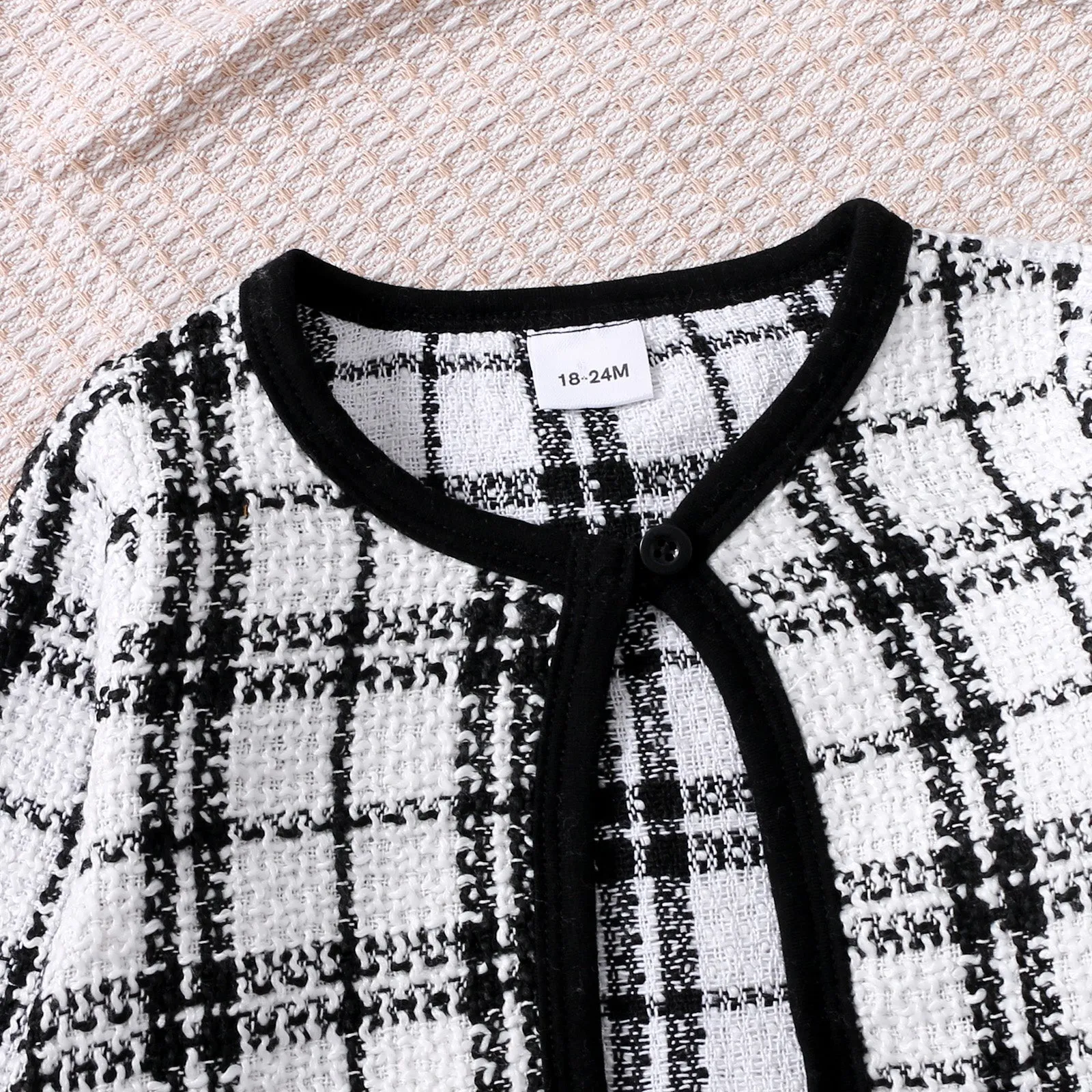 2-piece Toddler Girl Plaid Tweed Cardigan and Layered Flared Pants Set