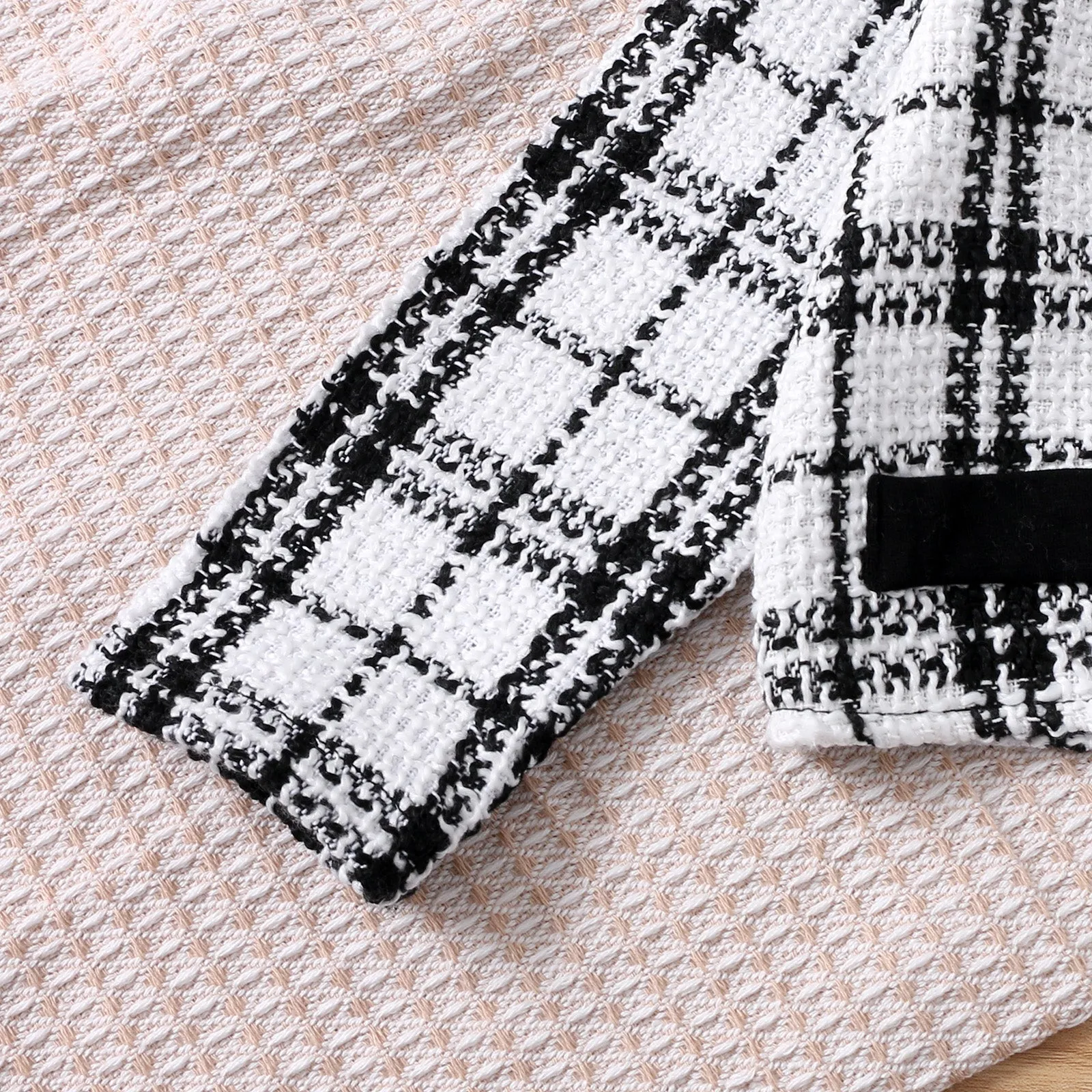 2-piece Toddler Girl Plaid Tweed Cardigan and Layered Flared Pants Set