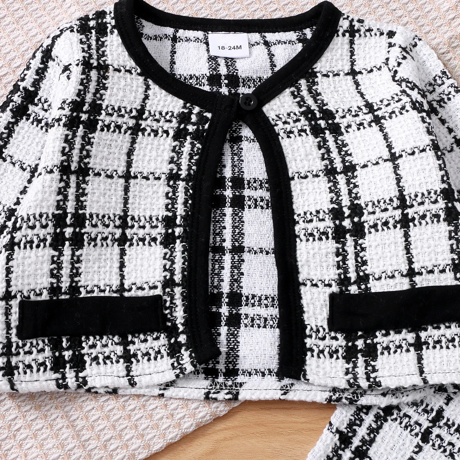 2-piece Toddler Girl Plaid Tweed Cardigan and Layered Flared Pants Set