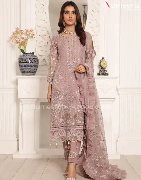 Baroque Pakistani Party Wear in Tea Pink Color #PF68