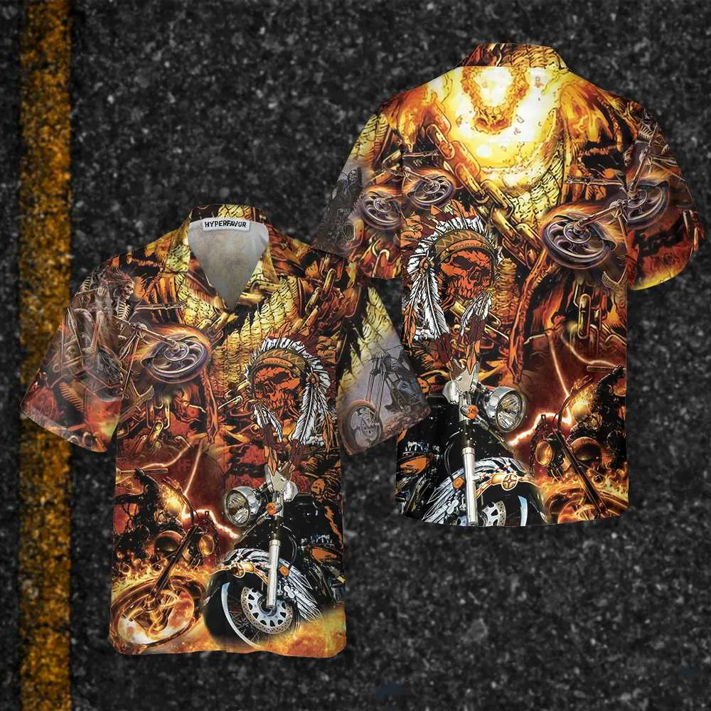 Biker Native Hawaiian Shirt, American Indian Mortocycle Shirt, Gift For Bikers