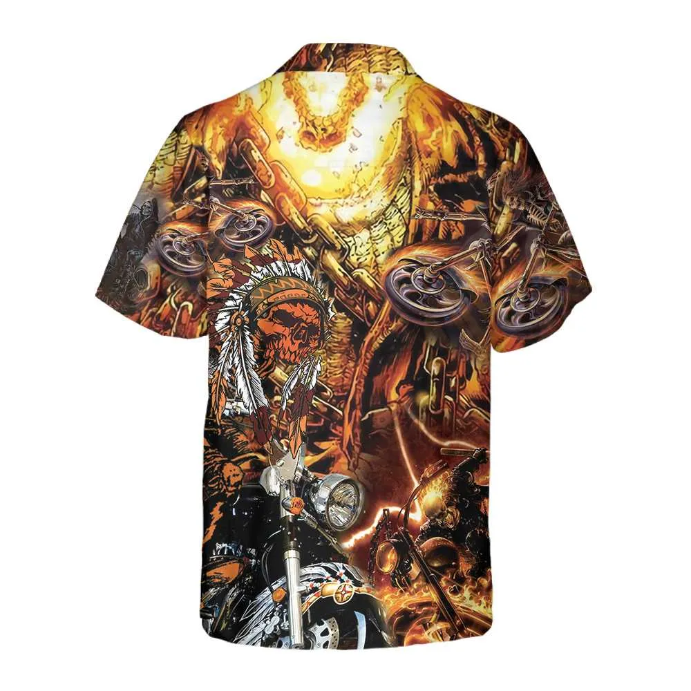 Biker Native Hawaiian Shirt, American Indian Mortocycle Shirt, Gift For Bikers