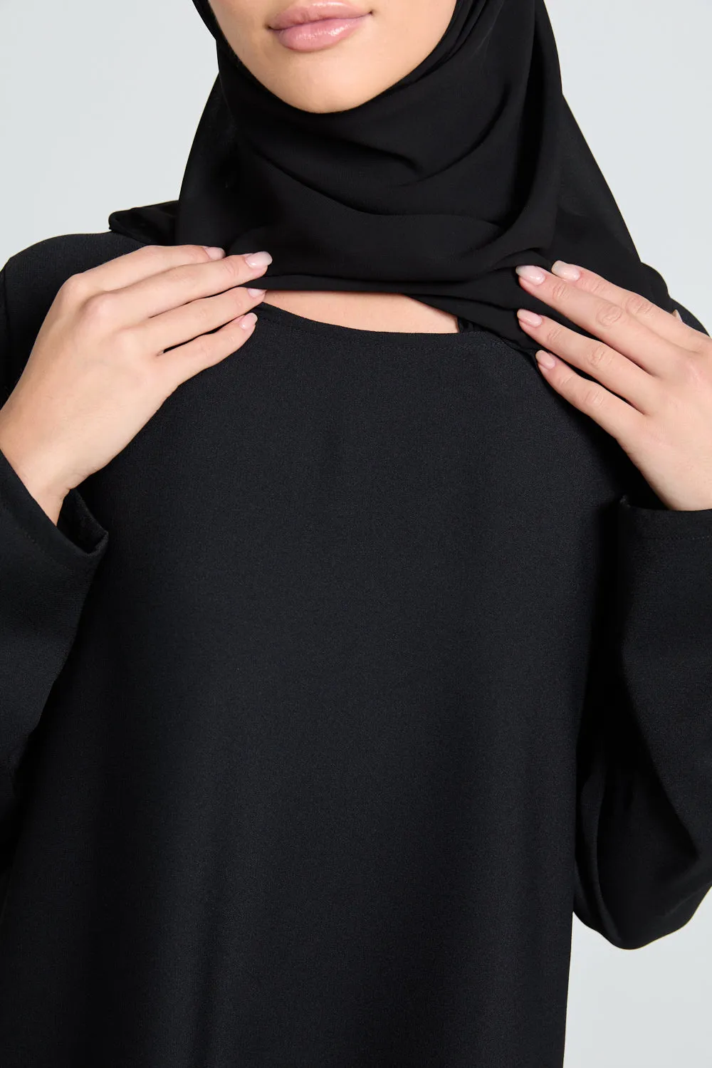 Black Inner Slip Dress - LONG SLEEVE