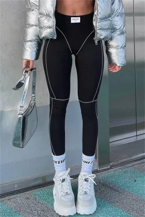 Casual Sportswear Solid Patchwork Skinny High Waist Pencil Solid Color Trousers