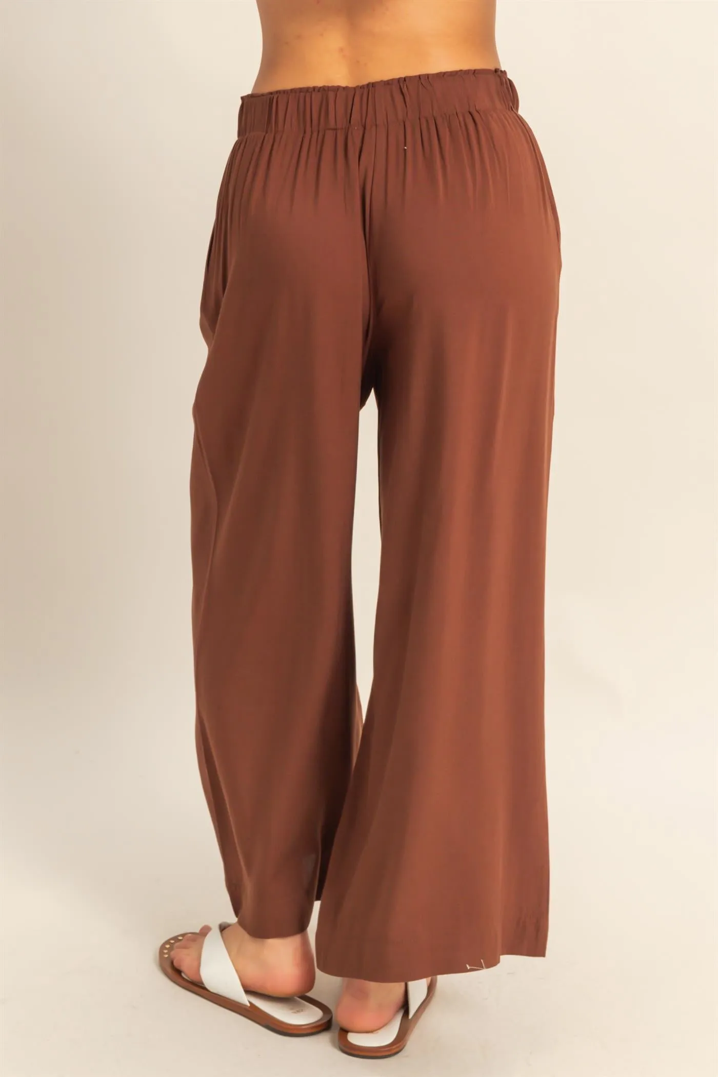 DZ25C192-High Waist Woven Wide Leg Pants