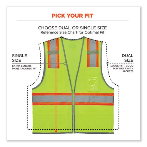 Glowear 8246z-s Single Size Class 2 Two-tone Mesh Vest, Polyester, Small, Lime