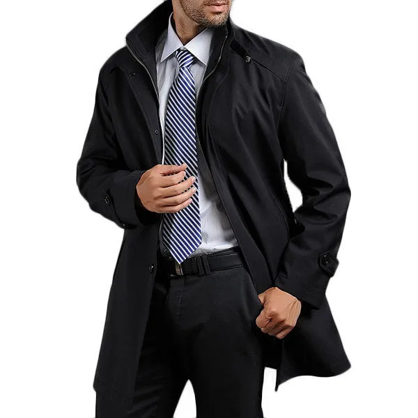 Mens Removable Liner Trench Coat Mid-long Casual Coat