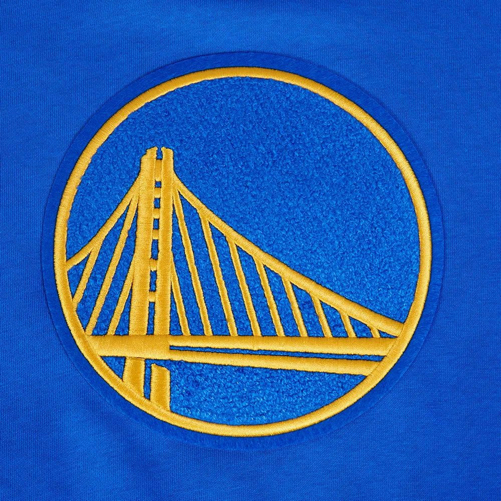 NBA GOLDEN STATE WARRIORS RETRO CLASSIC WOMEN'S CROPPED PO HOODIE (ROYAL BLUE)