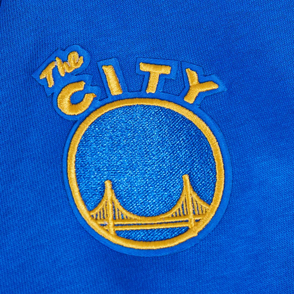 NBA GOLDEN STATE WARRIORS RETRO CLASSIC WOMEN'S CROPPED PO HOODIE (ROYAL BLUE)