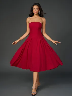 Ruched Waist Backless Prom Tube Dress
