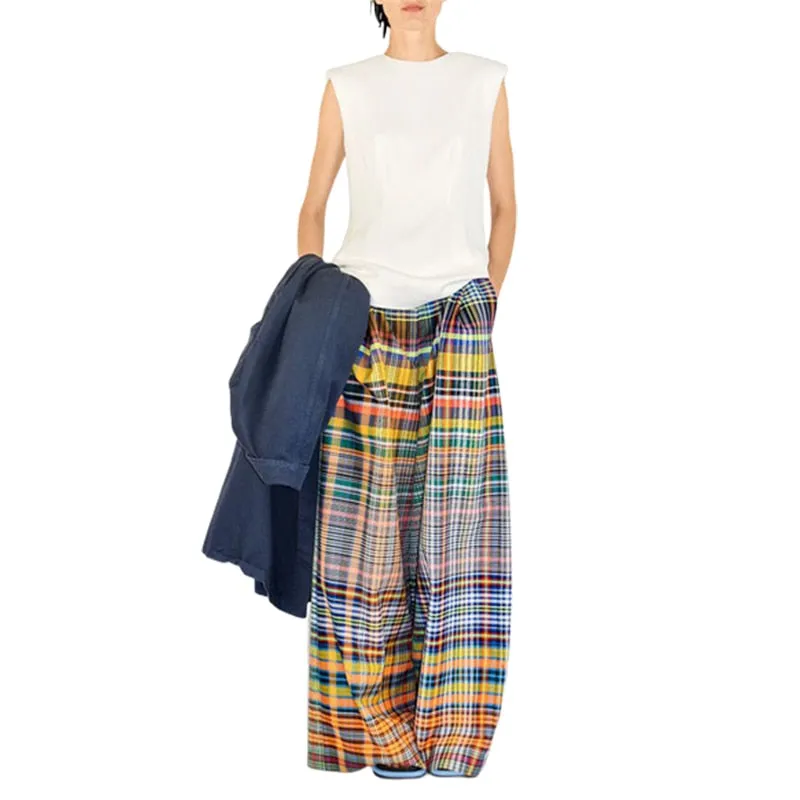 STUNNING WIDELEG PARTY PLAID PANTS