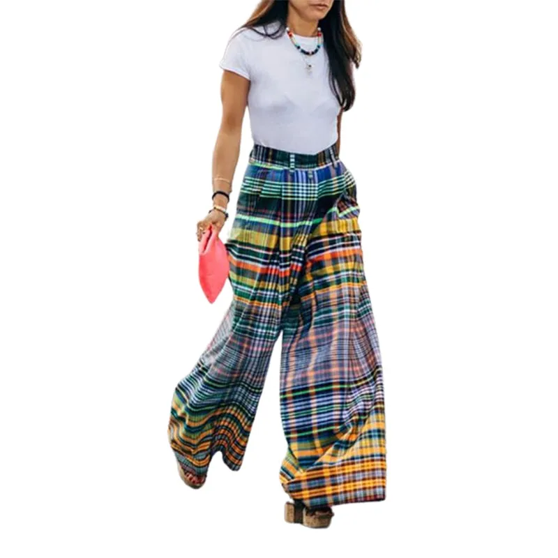 STUNNING WIDELEG PARTY PLAID PANTS