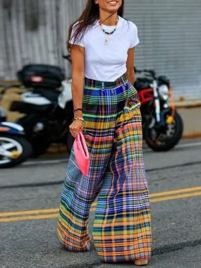 STUNNING WIDELEG PARTY PLAID PANTS