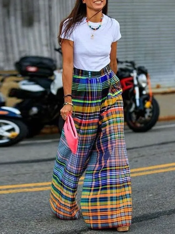 STUNNING WIDELEG PARTY PLAID PANTS
