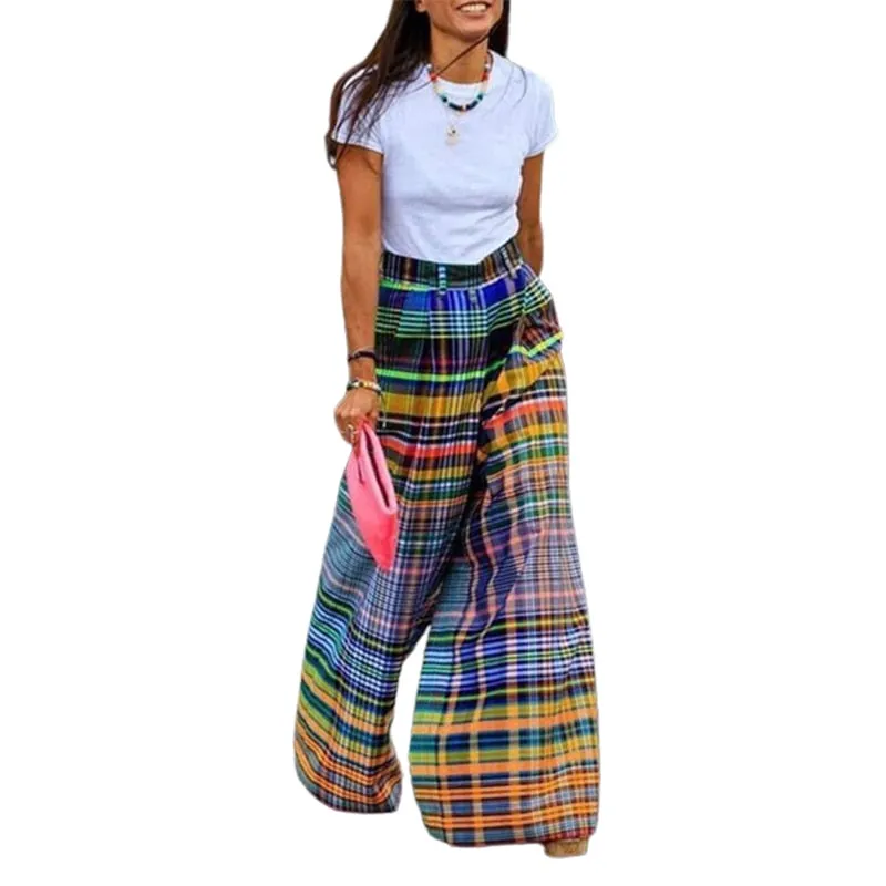 STUNNING WIDELEG PARTY PLAID PANTS