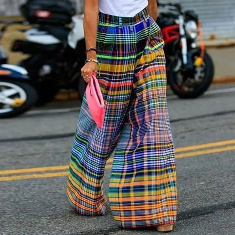 STUNNING WIDELEG PARTY PLAID PANTS
