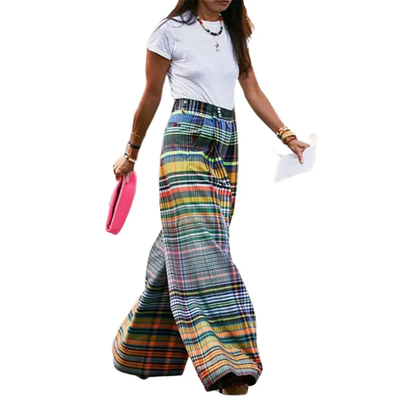 STUNNING WIDELEG PARTY PLAID PANTS